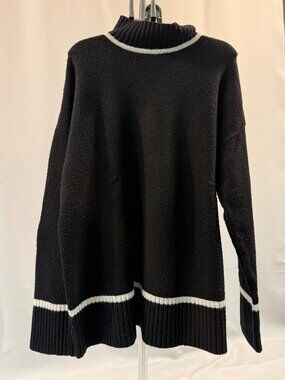 White and Black Women's Turtle Neck Sweater